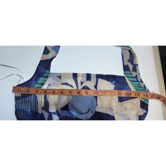 White Closet Elements Long Blue and White HalterNeck Dress LINEN SZ Medium - Picture 11 of 14